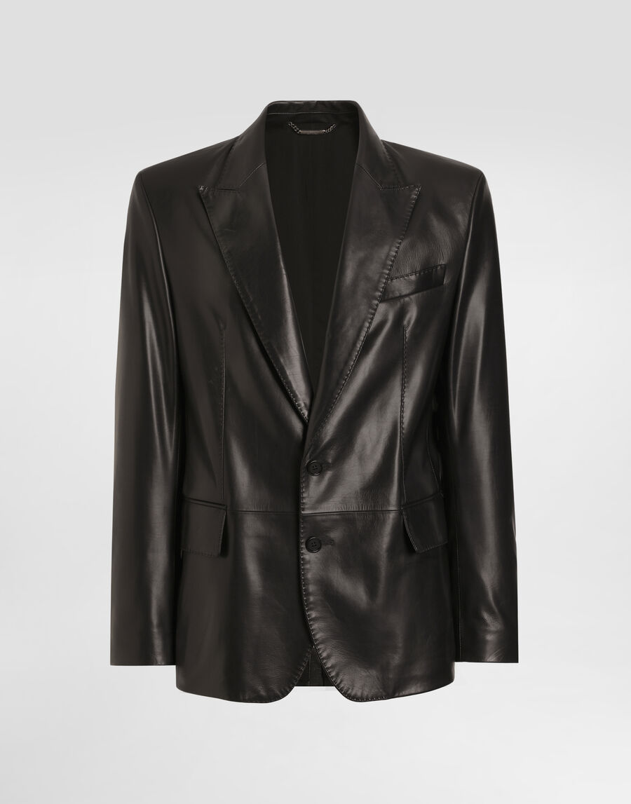 Single-breasted sicilia light leather jacket