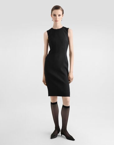 Dolce & Gabbana Wool calf-length sheath dress Black F6TLMTFUBGE