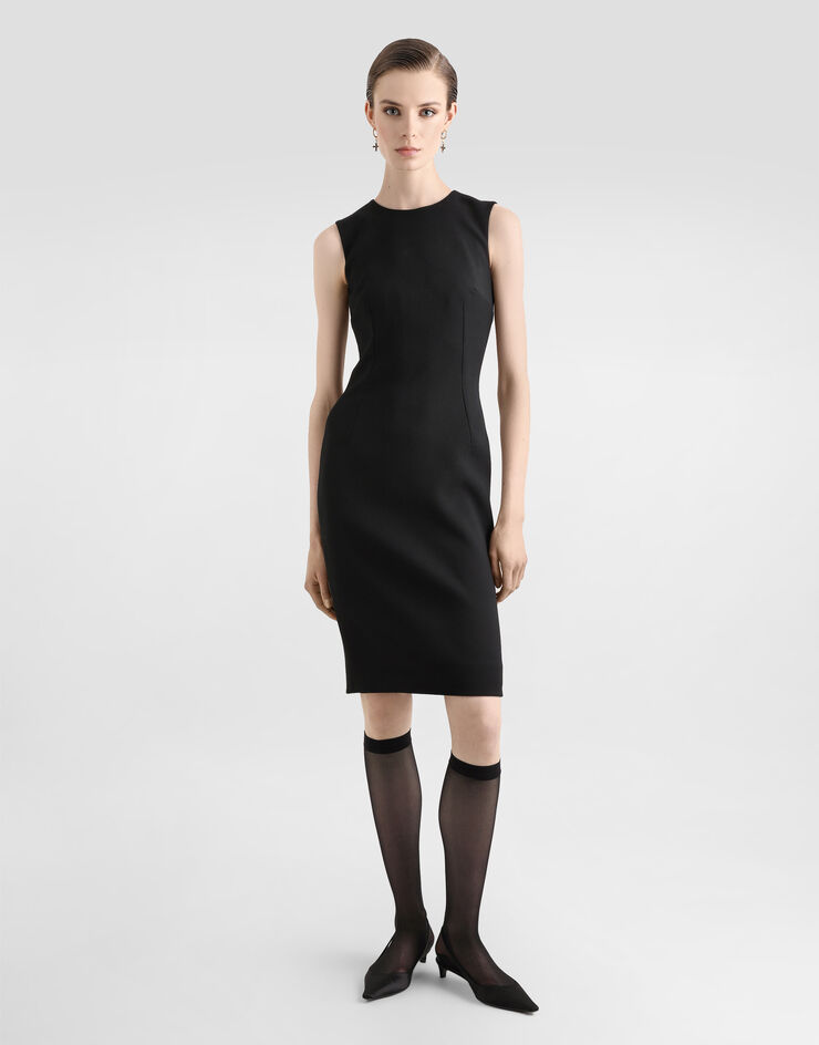 Dolce & Gabbana 羊毛中长直筒连衣裙 黑 F6TLMTFUBGE