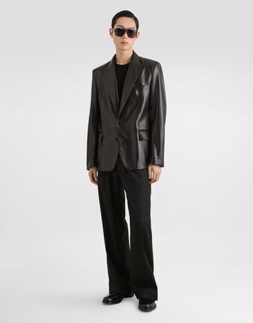 Dolce & Gabbana Einreihige Jacke Sicilia Light aus Leder Black G2TV4LHULY7