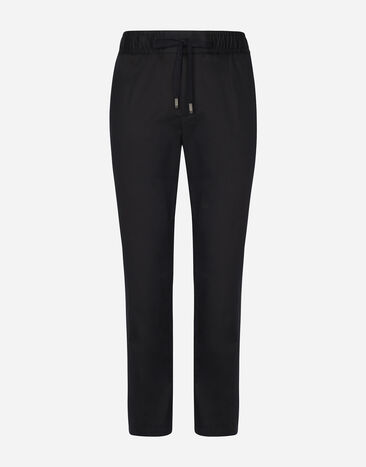 Dolce&Gabbana Pantalón de chándal de algodón elástico con placa Bleu G9ZY5LHULR0