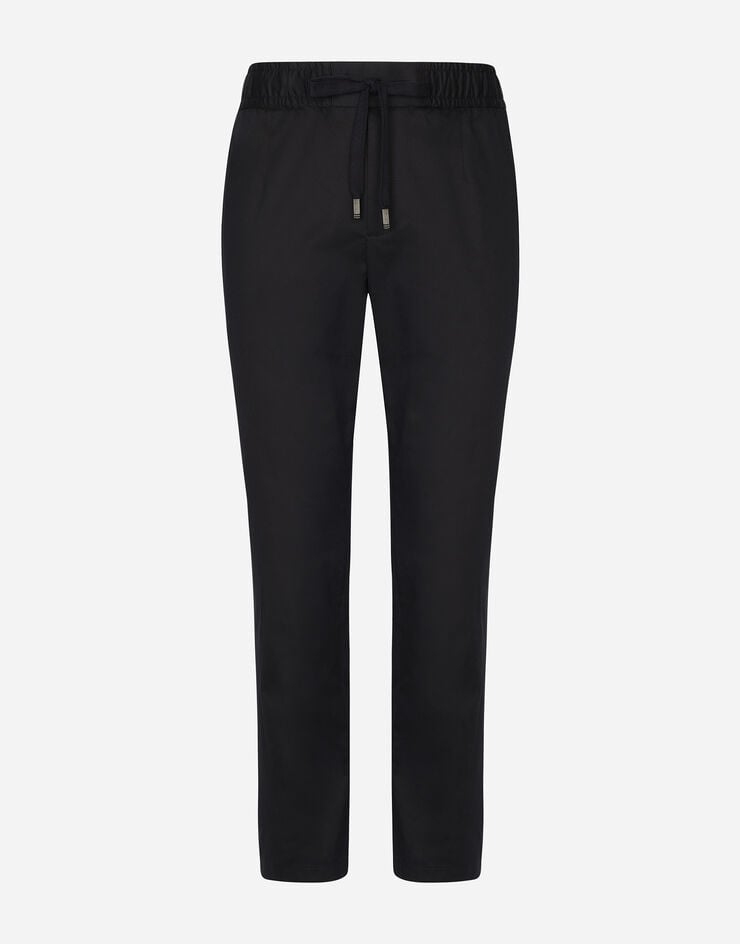 Dolce & Gabbana Pantalone jogging cotone stretch con placca Blu GVZAETFUFJR