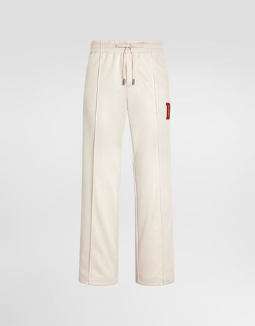 Dolce & Gabbana Technical piqué jogging trousers Beige GP1P4ZHU7W0