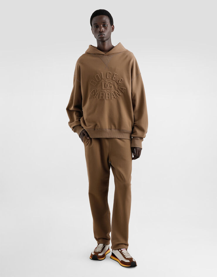 Dolce & Gabbana Felpa con cappuccio in cotone con logo Marrone G9BNLZG7O2P