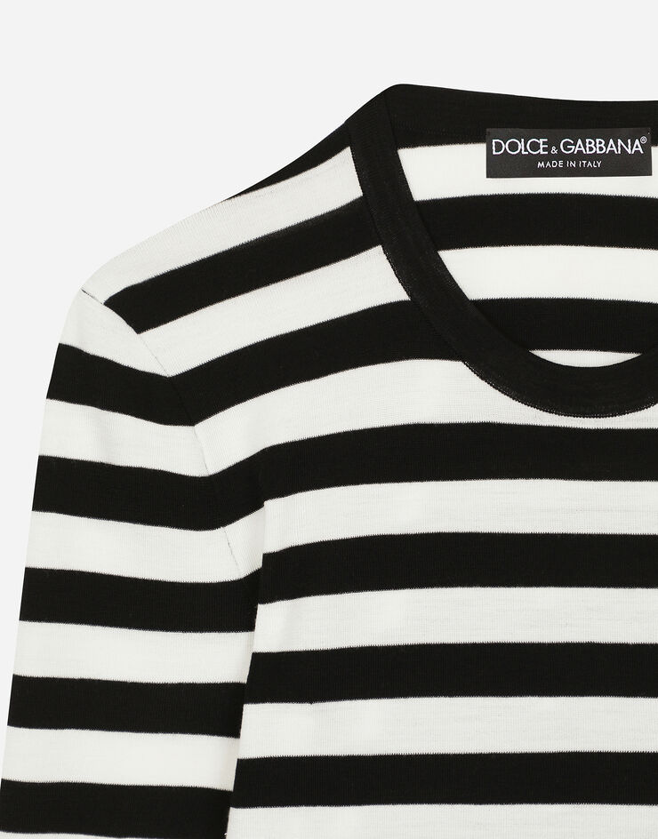 Dolce & Gabbana Wool sweater in inlaid stripes Multicolor FXX44TJCVY2