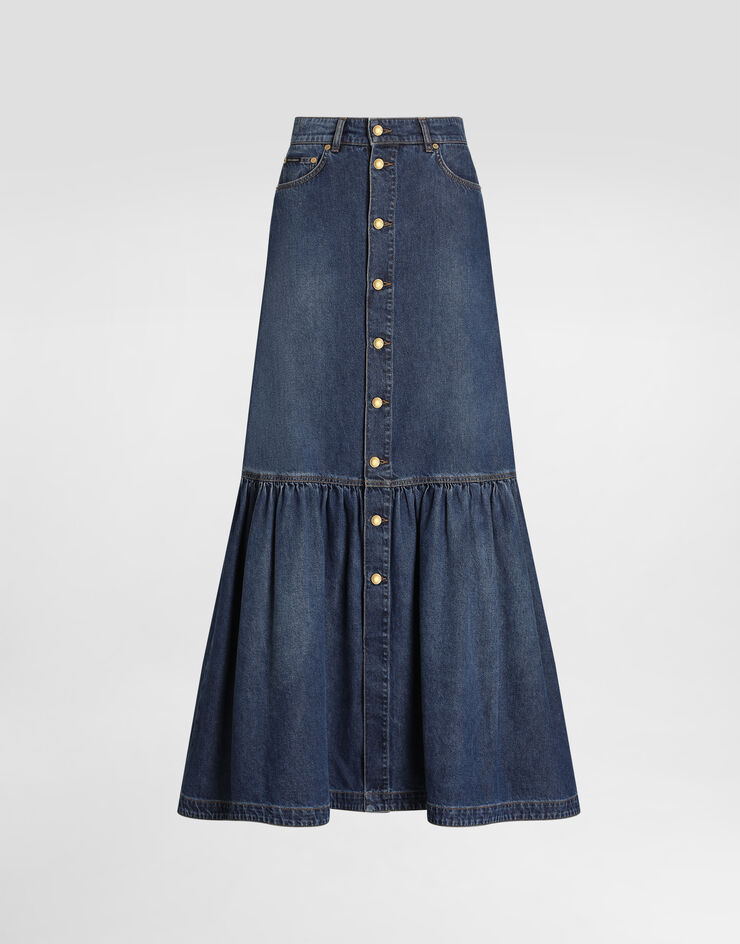 Dolce & Gabbana Long denim skirt Multicolor F4DDZDG8PH5
