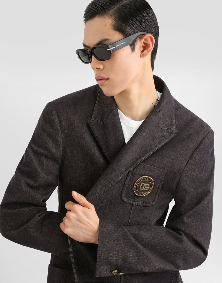 Dolce & Gabbana Single-breasted portofino denim jacket with patch Dolce & Gabbana Single-breasted portofino denim jacket with patch Multicolor G2UQ7ZG8PF6