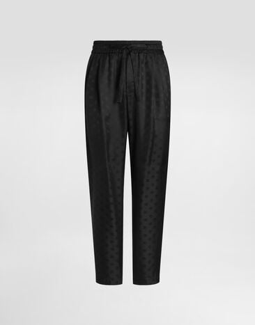 Dolce & Gabbana Pantalón en jacquard con logotipo DG Negro GP12QTFJ1JY