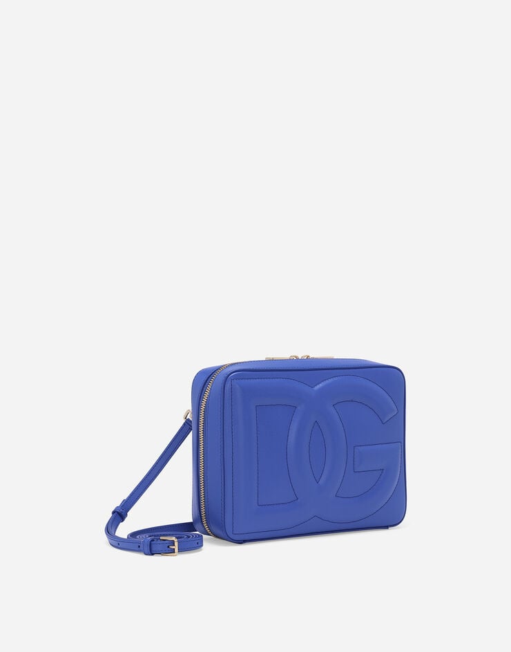 Dolce & Gabbana Camera bag logo DG moyen format en cuir de veau Bleu BB7290AW576