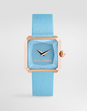Dolce & Gabbana Montre Sofiaoro en or rose 18 carats avec bracelet en soie Bleu Ciel WWFC2GXCKCT