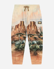 Dolce & Gabbana Cotton jogging pants with canyon print and logo tag Brown L4JWFQG7L1Z