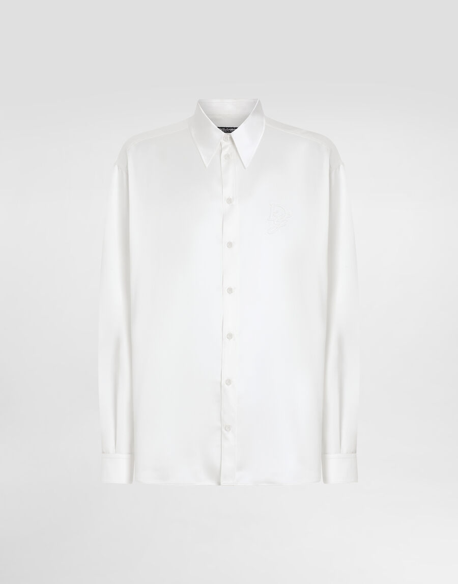 Silk shirt with logo embroidery