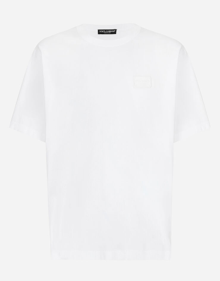 Dolce & Gabbana Baumwoll-T-Shirt mit Logoplakette Mehrfarbig G8PN9TG7NTW