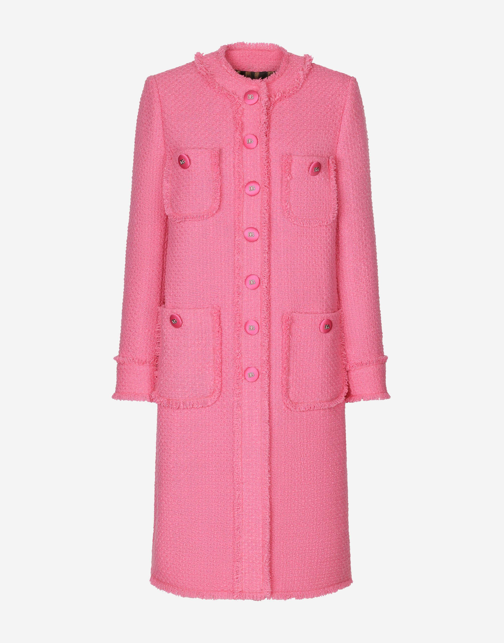 Dolce & Gabbana Single-breasted tweed coat Pink F6DIHTFURAG