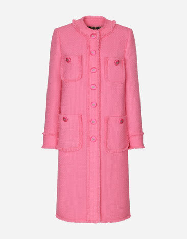 Dolce & Gabbana Abrigo de tweed con botonadura sencilla Rosa F0C3WTFMMHM