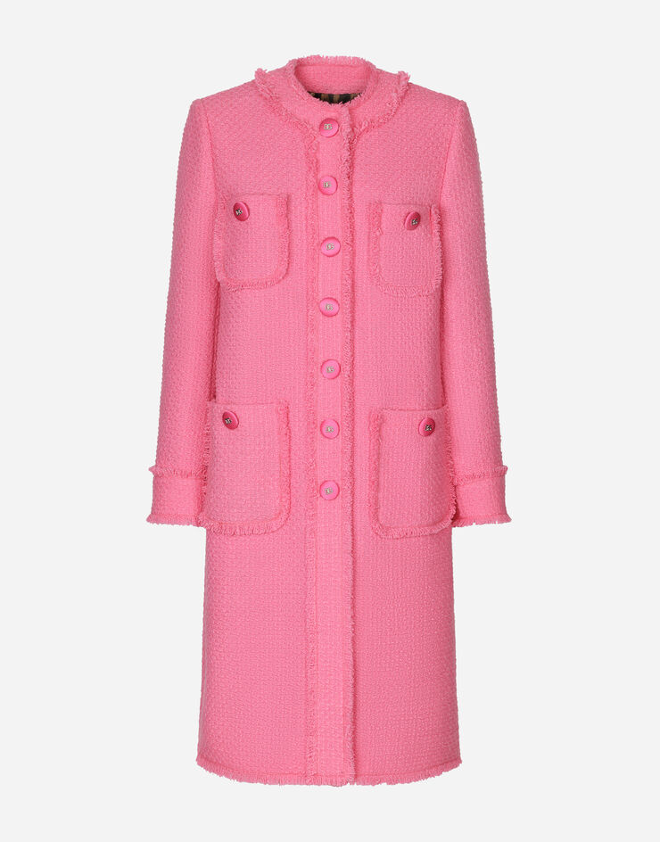 Dolce & Gabbana Abrigo de tweed con botonadura sencilla Rosa F0C3WTFMMHM