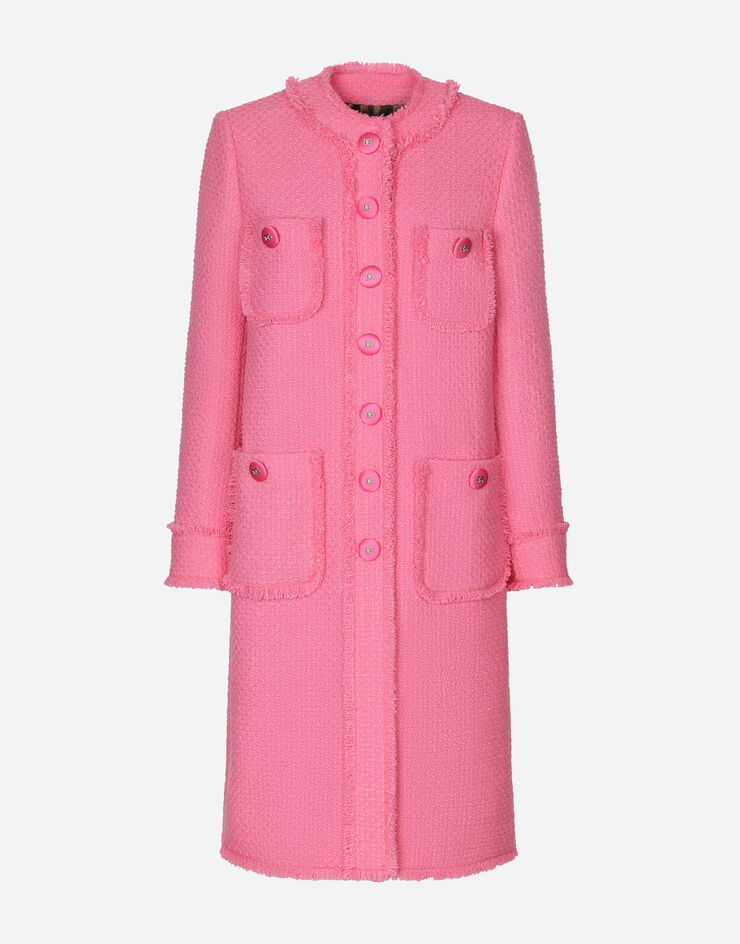 Dolce & Gabbana Single-breasted tweed coat Pink F0C3WTFMMHM
