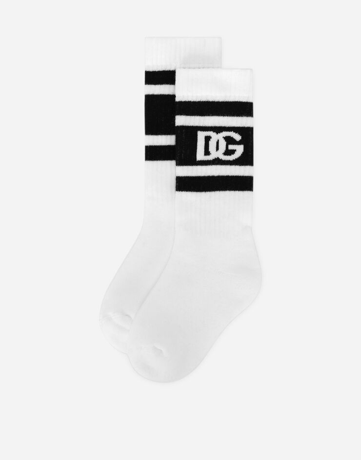 Dolce & Gabbana Stretch knit socks with DG logo Multicolor LBKAC5JBCAC