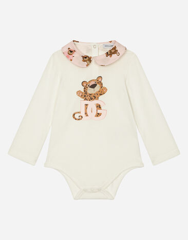 Dolce & Gabbana Long-sleeved babygrow with baby leopard print Multicolor DK0065AC513