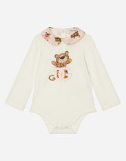 Dolce & Gabbana Long-sleeved babygrow with baby leopard print Pink L23DJ4G7HY1