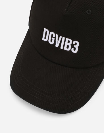 Dolce & Gabbana Mütze mit Schild aus Baumwolle mit Logo DGVIB3 Schwarz LJ5H40G7M7C