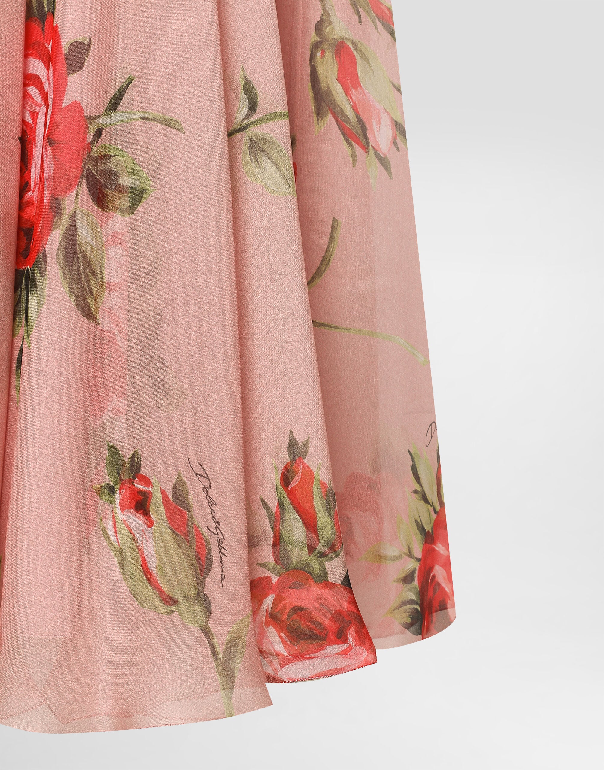 Rose bouquet-print chiffon circle skirt in Multicolor for Women
