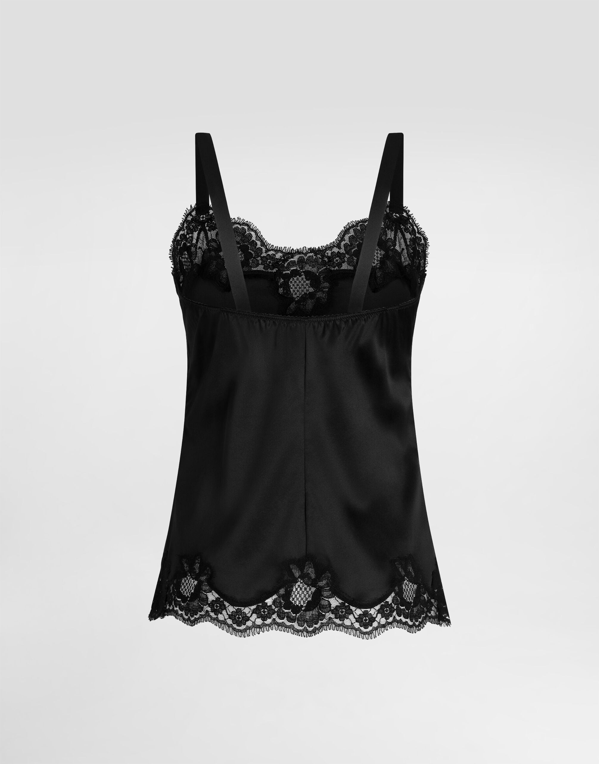 Lingerie top in satin and lace in Black for Women | Dolce&Gabbana®
