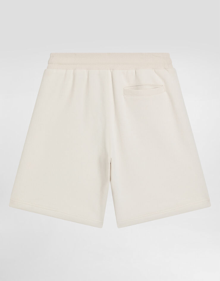 Dolce & Gabbana Fleece shorts with DG logo Cream L4JQR4G7O5B