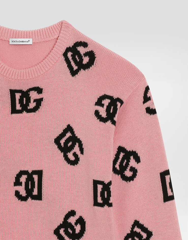 Dolce & Gabbana Jersey de punto satinado con logotipo DG Rosa L5KWJ6JFMLG