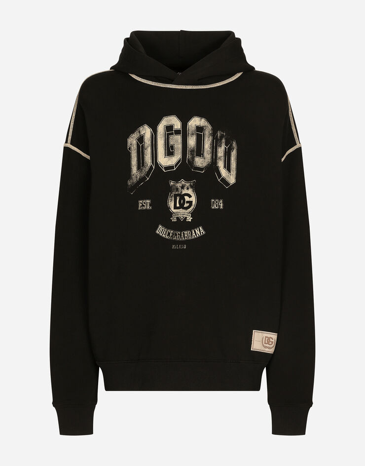 Oversize hoodie with logo in Black for Men | Dolce&Gabbana® US