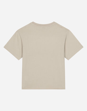Dolce & Gabbana T-shirt en jersey avec plaquette à logo Beige L4JTHVG7NPT