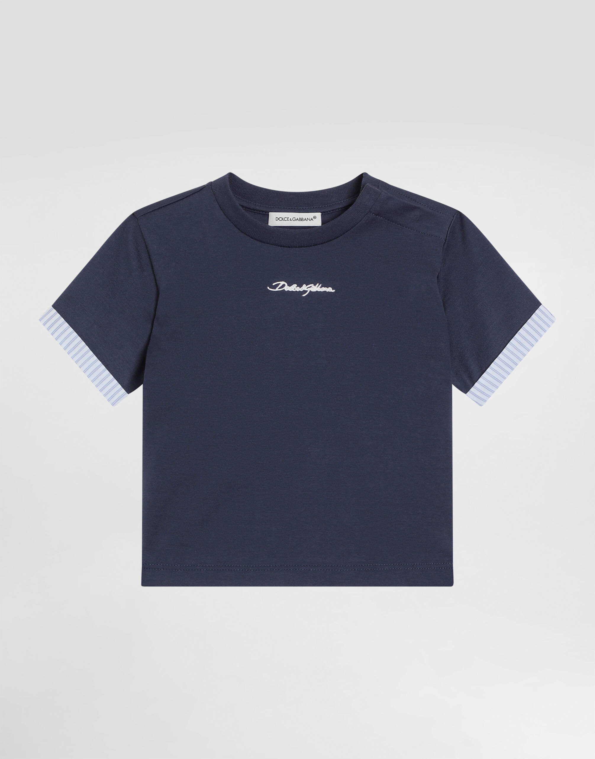 ブルーのボーイズ Jersey T-shirt with Dolce&Gabbana logo
