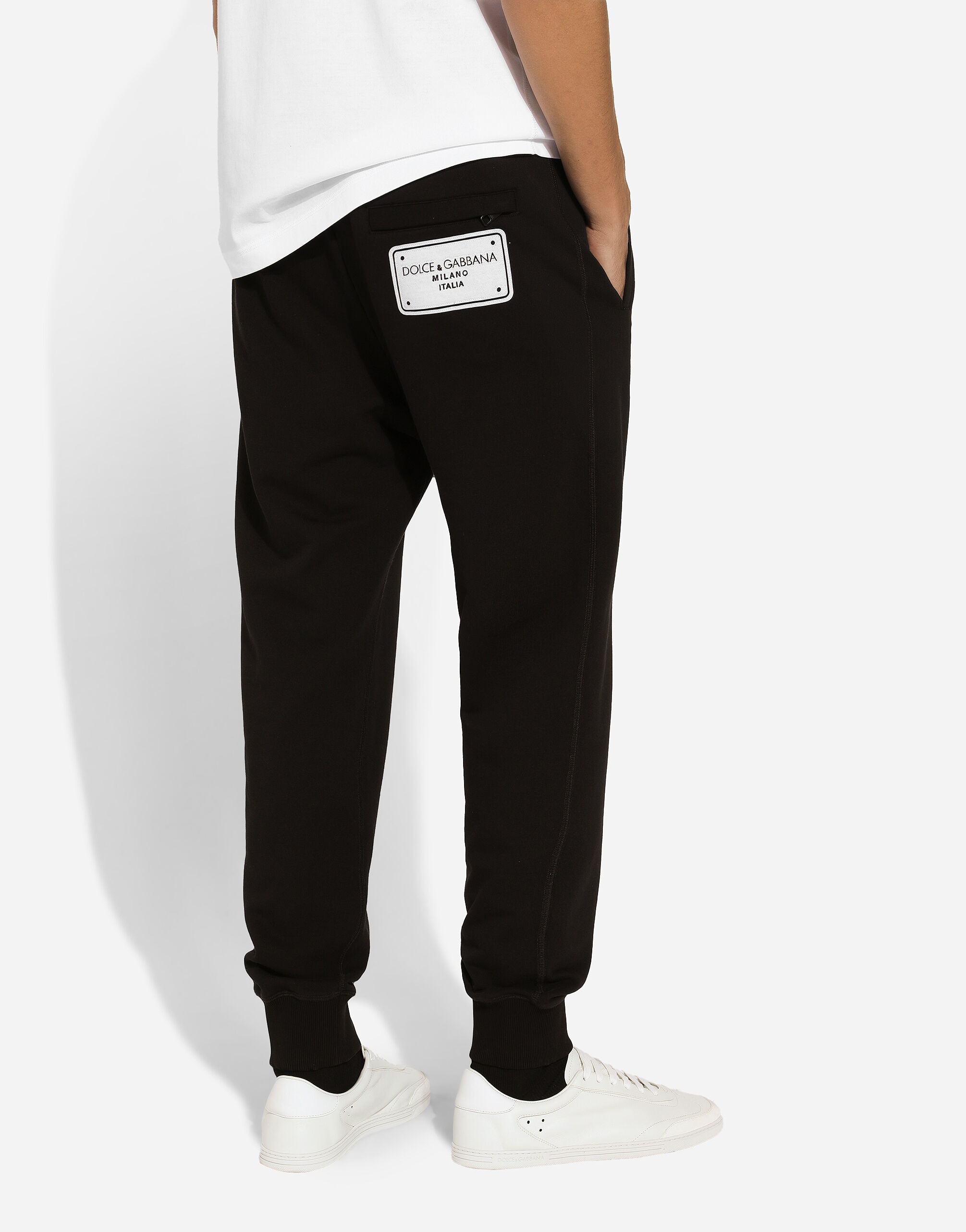 Jersey jogging pants with rubber branded tag Dolce Gabbana