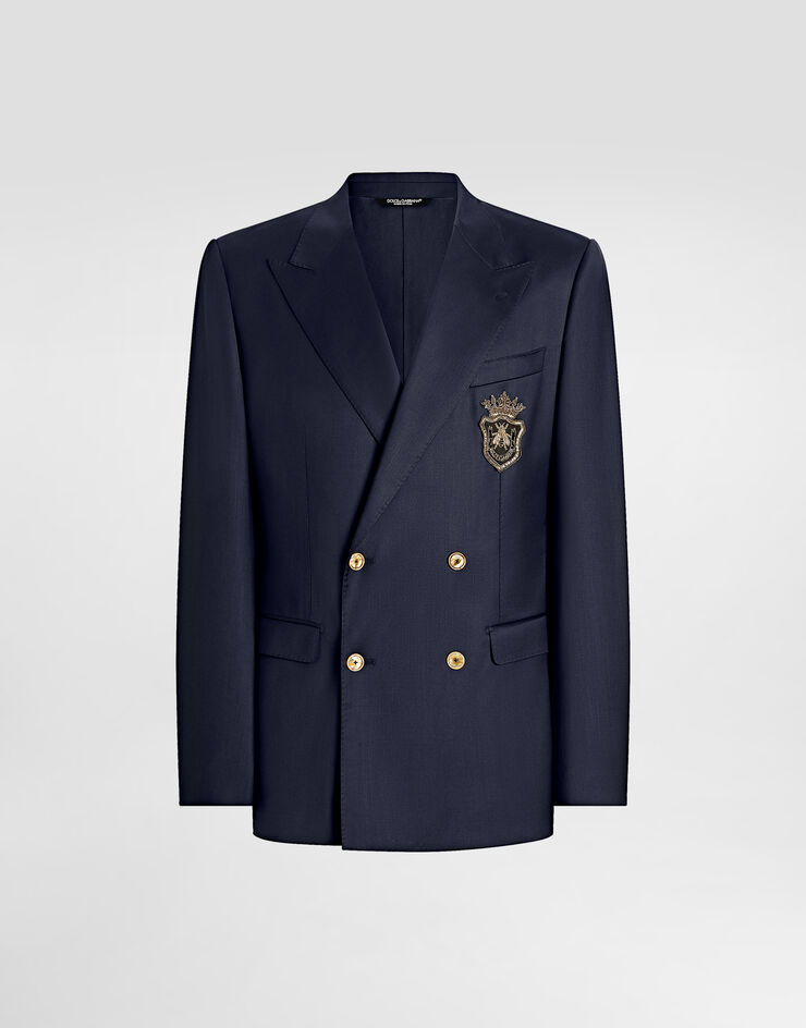 Dolce & Gabbana ウール ダブルブレストジャケット ブルー G2TJ8ZFUBFA