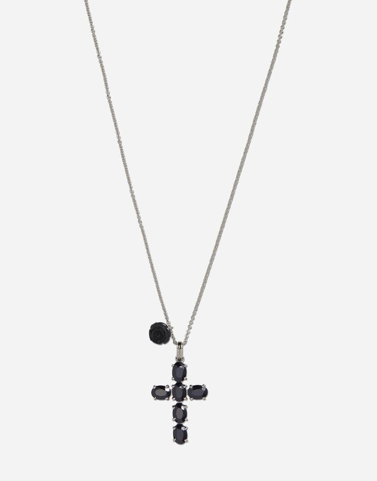 Dolce & Gabbana Limited edition - cross and rose pendants on white gold chain White Gold WADC2GWSBWH