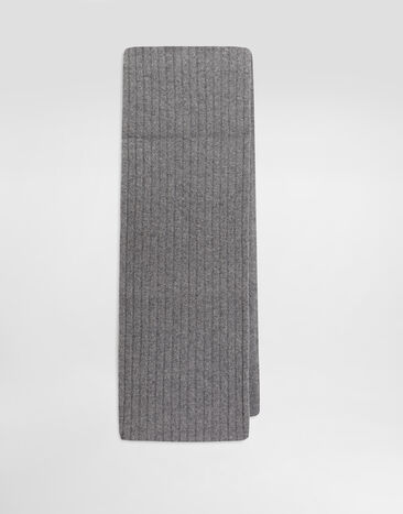 Dolce & Gabbana Cashmere flat rib knit scarf Grey FXR15ZJBW0S