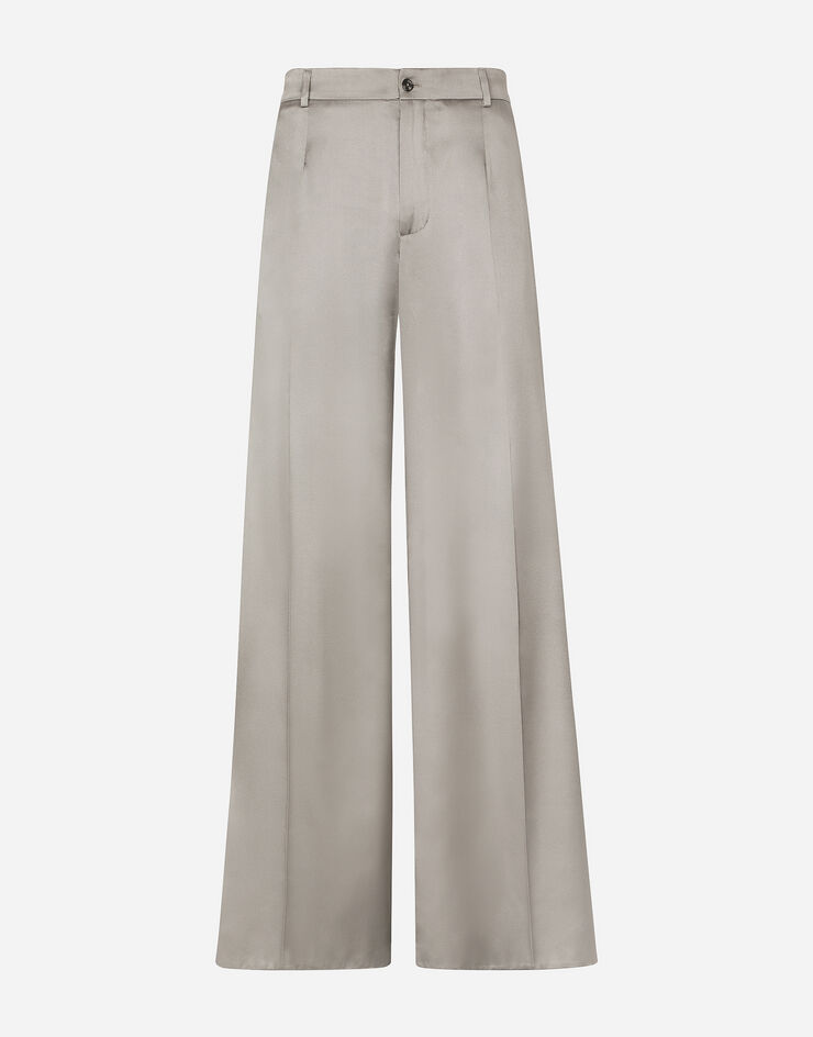 Dolce&Gabbana Pantalon jambe large en soie stretch Gris GVKXHTFUACD
