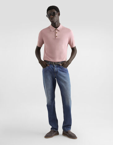 Dolce & Gabbana Silk polo shirt Pink GXZ02ZJBSO5