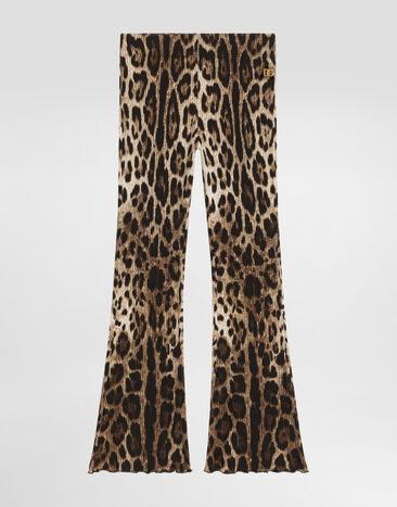 Dolce & Gabbana Leopard-print ribbed trousers Print L5JPD8HS7Q6