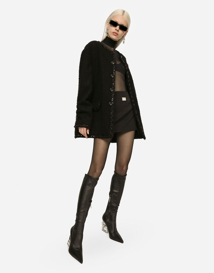 Dolce & Gabbana Single-breasted bouclé jacket Black F26V6TFUMOG
