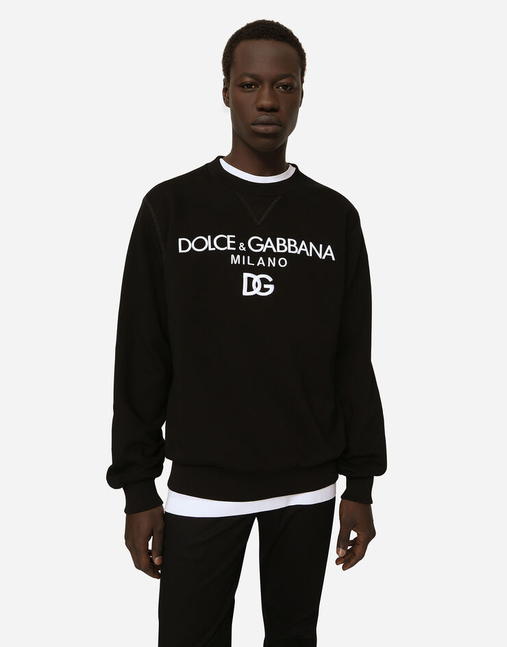 Dolce & Gabbana سويت شيرت جيرسي بتطريز DG أسود G9ACGZFU7DU