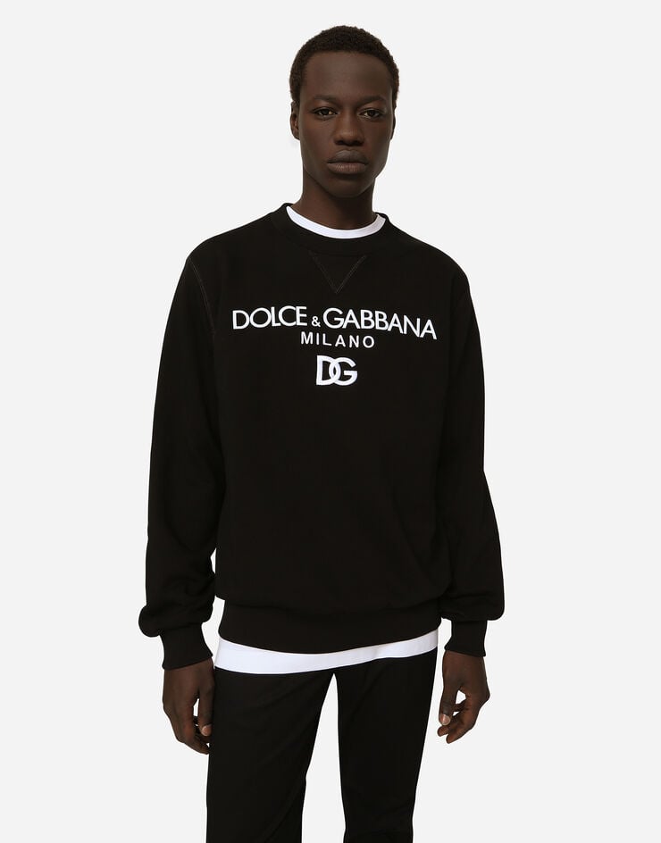 Dolce & Gabbana Sudadera de punto con DG bordado Negro G9ACGZFU7DU
