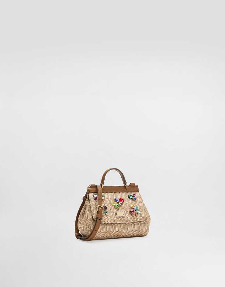 Dolce & Gabbana Сумка Sicily из рафии с короткими ручками и вышивкой бежевый EB0003AS768