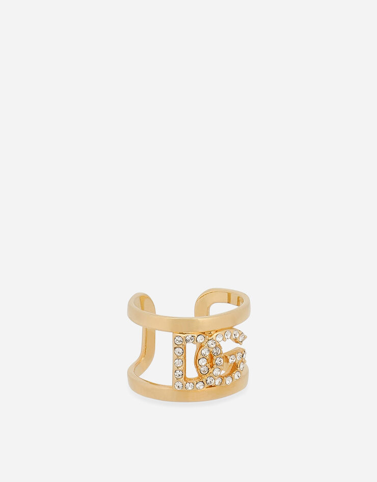 Dolce & Gabbana Ring with rhinestone-detailed DG logo Gold WRO8L4W1111