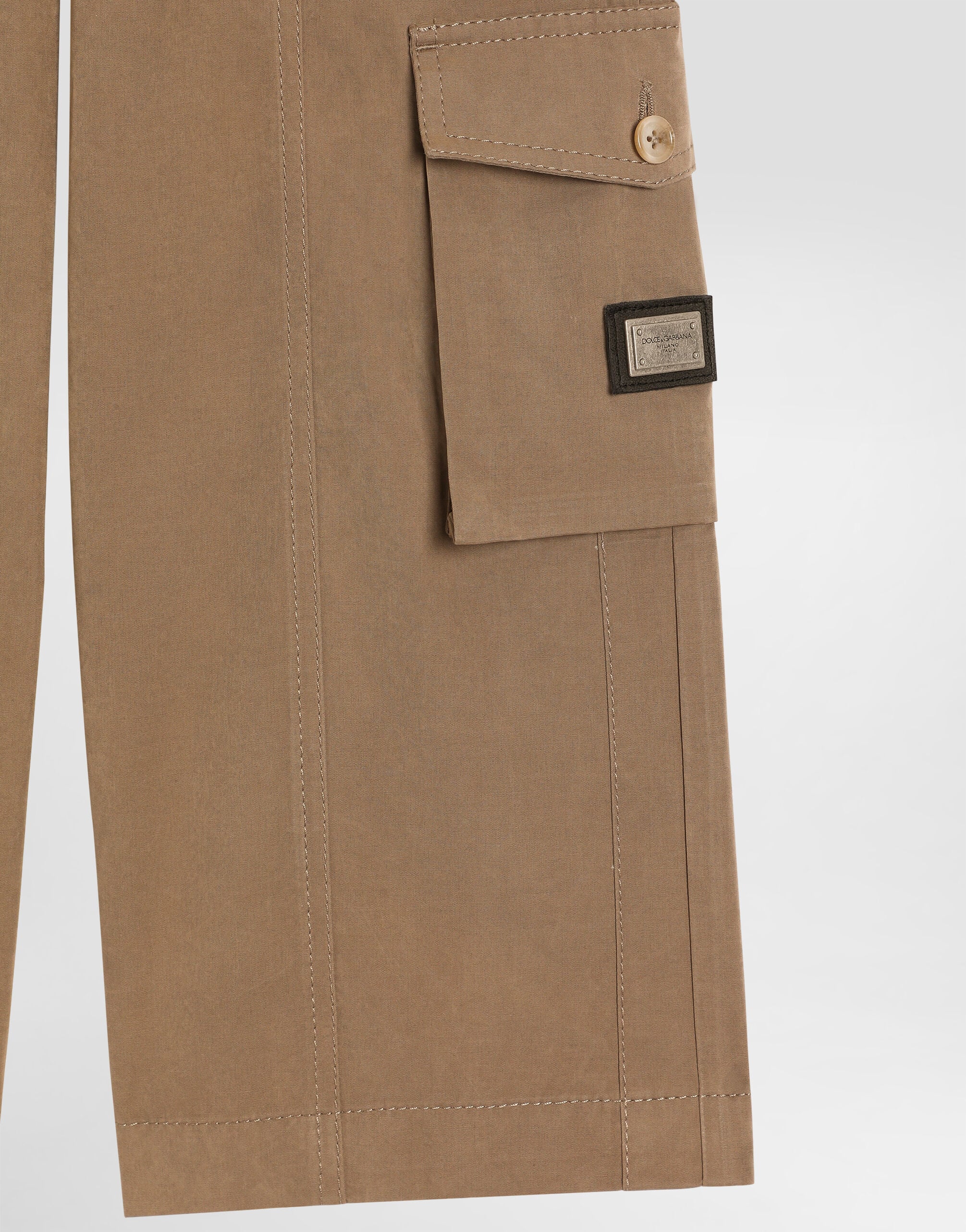 Waxed faille cargo trousers in Beige for Girls | Dolce&Gabbana® US