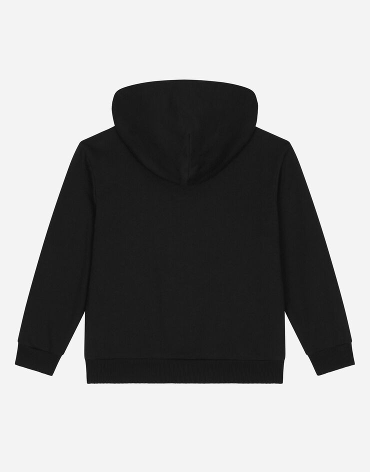 Dolce&Gabbana Jersey hoodie with logo print Black L5JW9MG7KC1