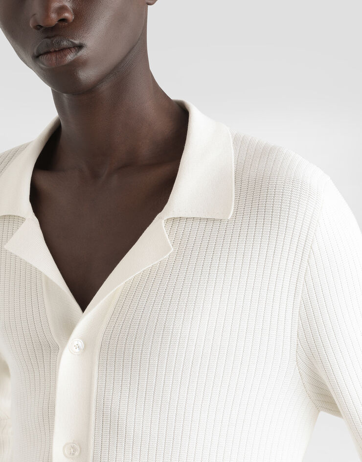 Dolce & Gabbana Camisa de punto de algodón calado Blanco GXVB9TJBCFP
