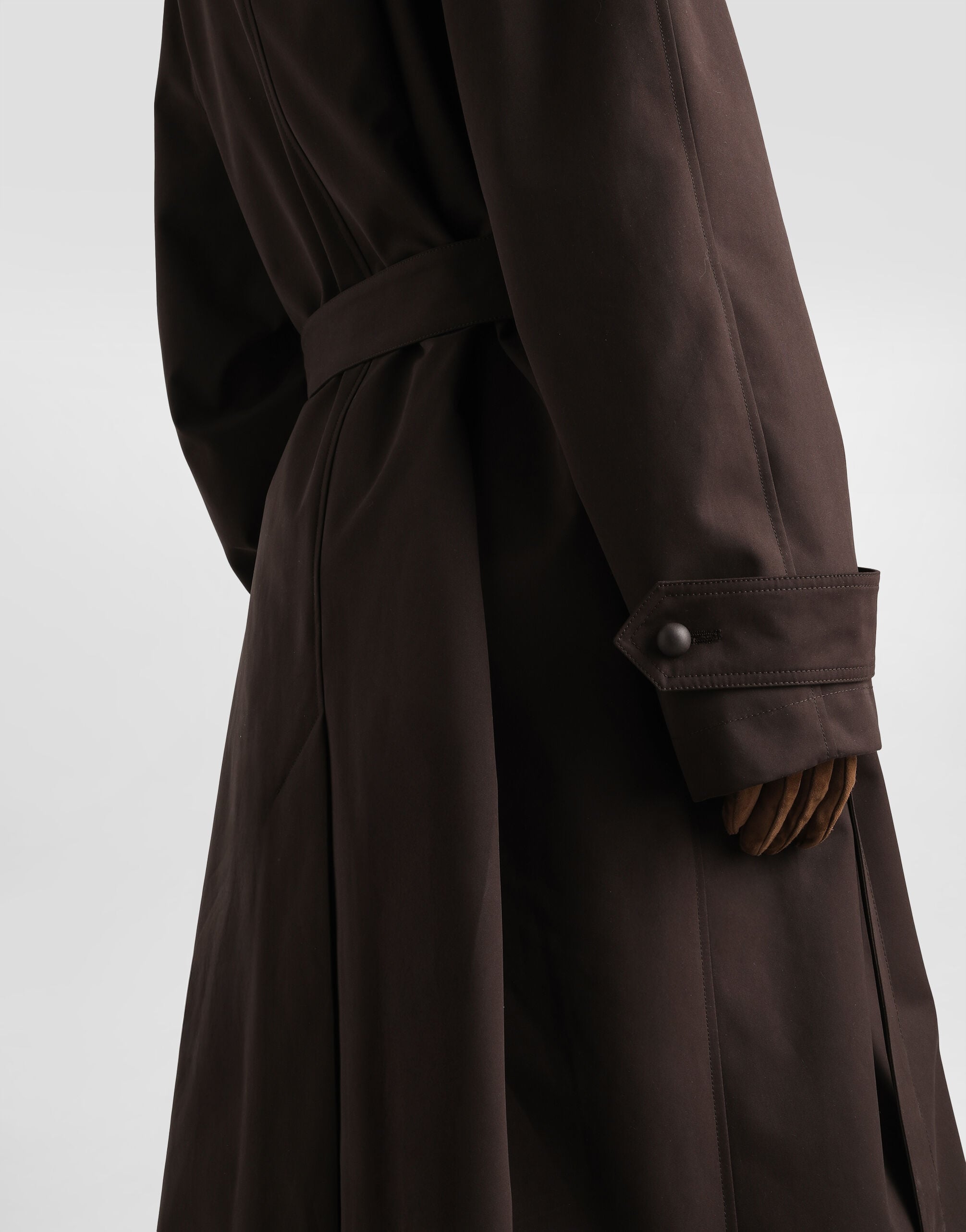 DOLCE & GABBANA ブラウンロングコート 本革サイズ52 XL相当 Trench coat in technical gabardine in Brown for Women