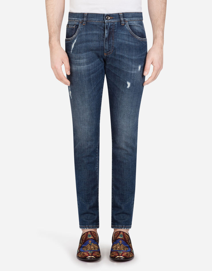 Dolce & Gabbana Stretch skinny jeans with small abrasions AZUL GY07LDG8BY6