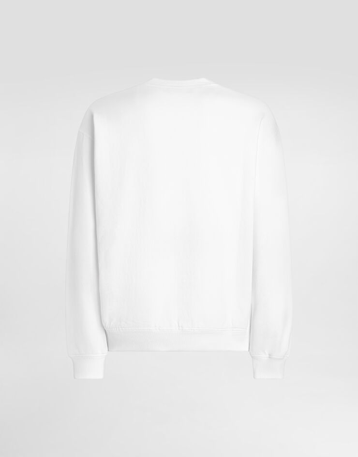 Dolce & Gabbana Felpa girocollo con stampa e ricamo Bianco G9AHSZG7PBF